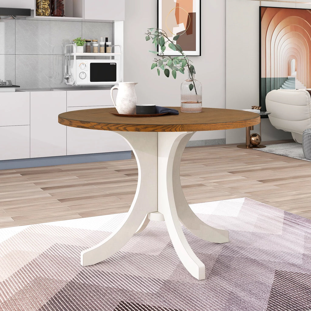 Mid-Century Solid Wood Round Dining Table U970504
