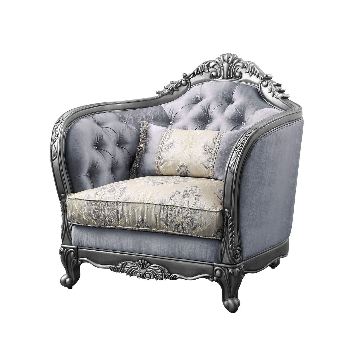 Gray Chair with Scrolled Molded Frame and Queen Anne Legs N975
