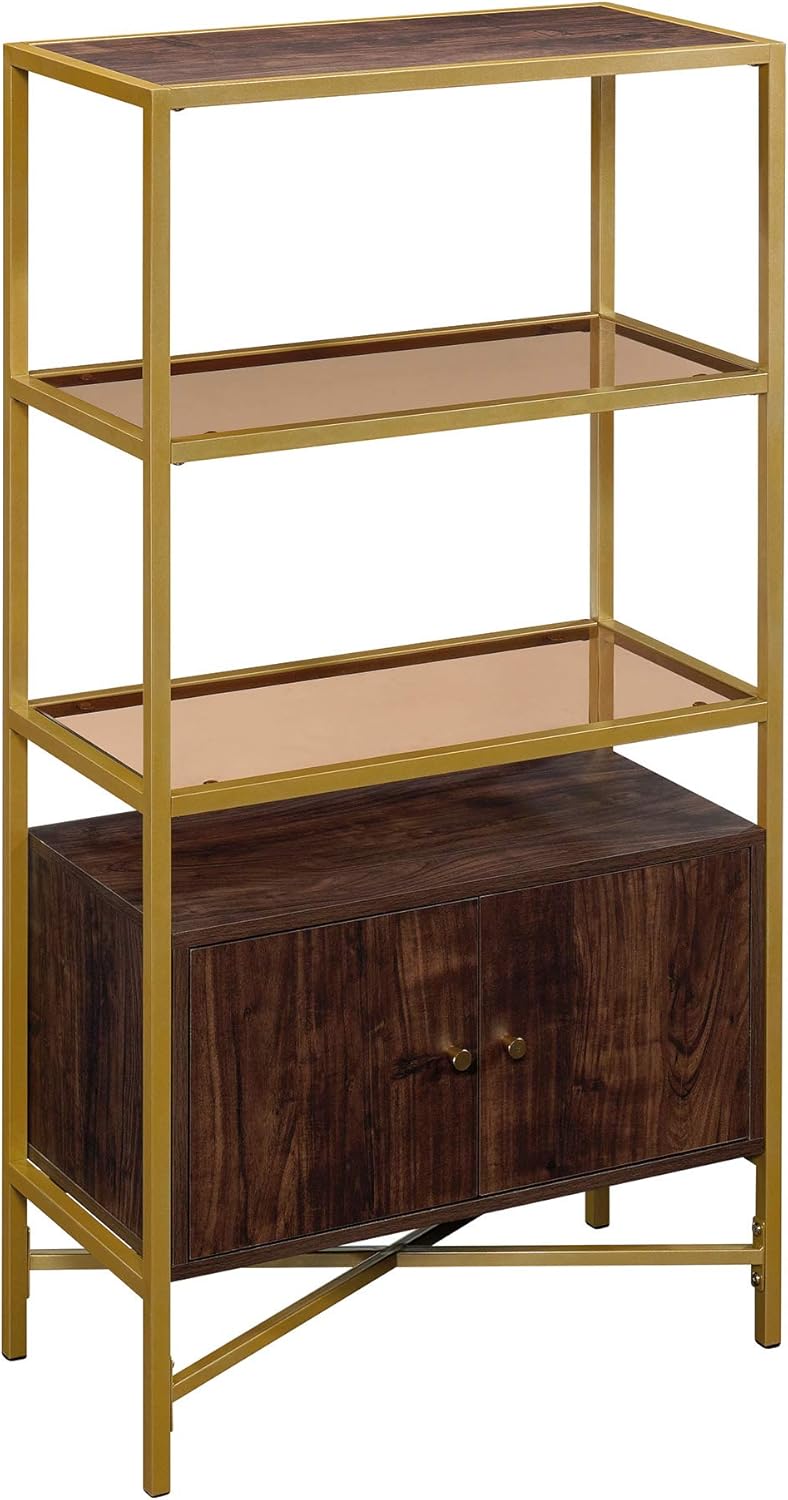 Bookcase with Doors, Rich Walnut Finish M23252
