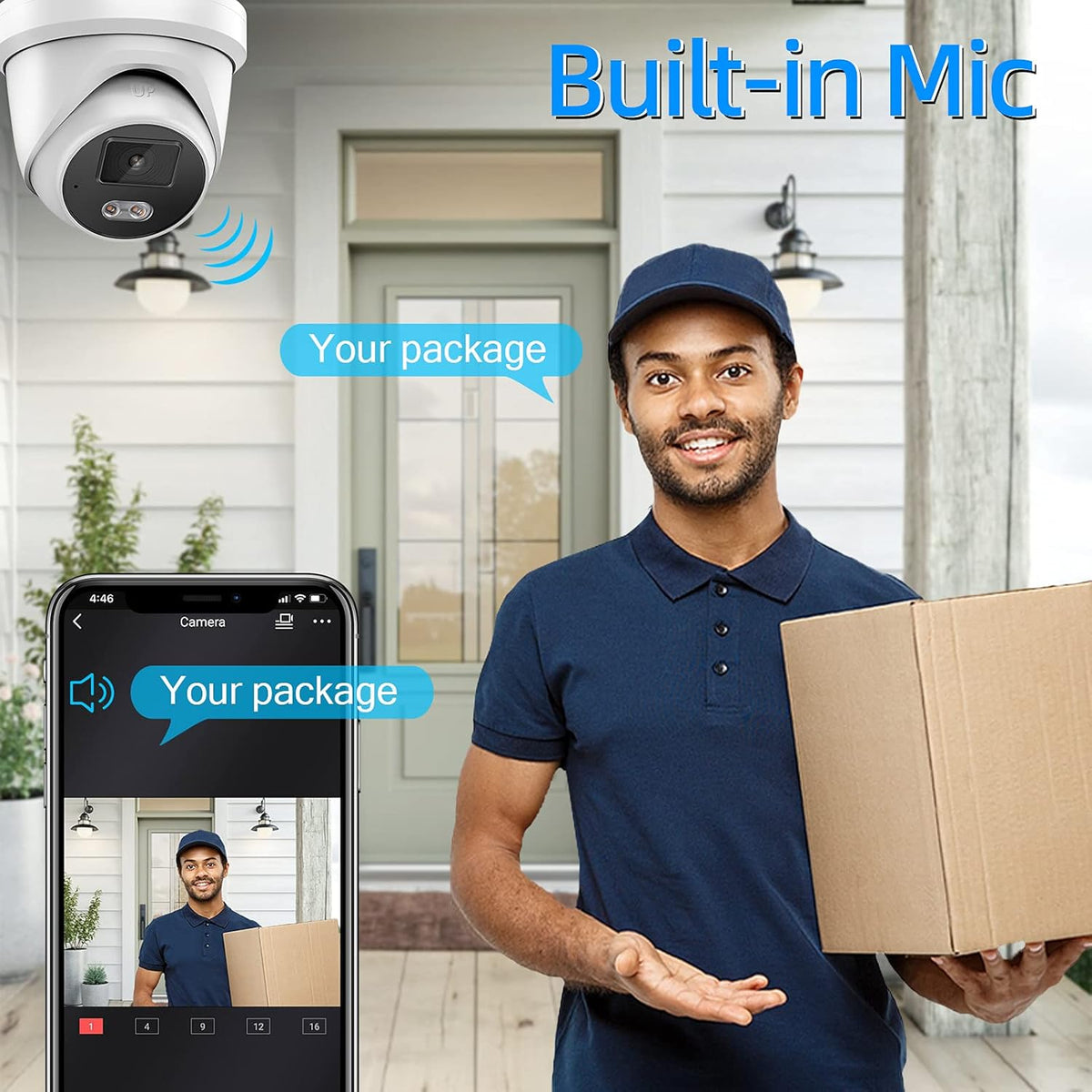 4MP POE IP Camera Built-in Microphone IP67 Waterproof A2489