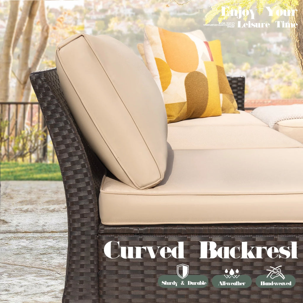 5 Pieces Wicker Rattan Outdoor Sofa Set with Coffee Table L582
