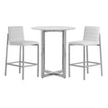 32" Round Marble Bar Table & 2 Metal Back Stool Set - White J511341