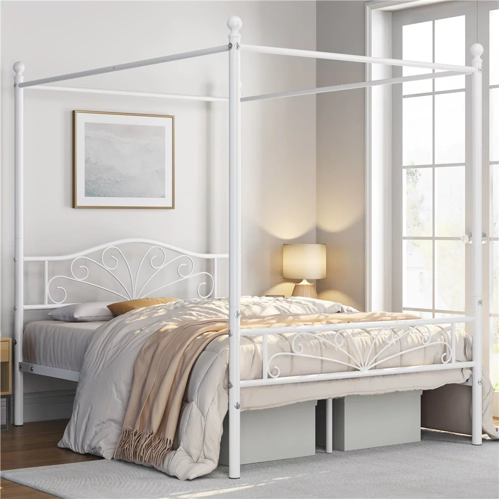 Black Queen Canopied Platform Bed C487544