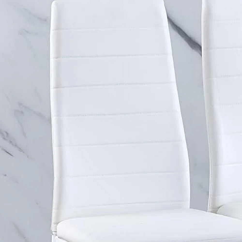 Grey Tempered Glass Dining Table Set with 2 White Faux Leather Chairs R579