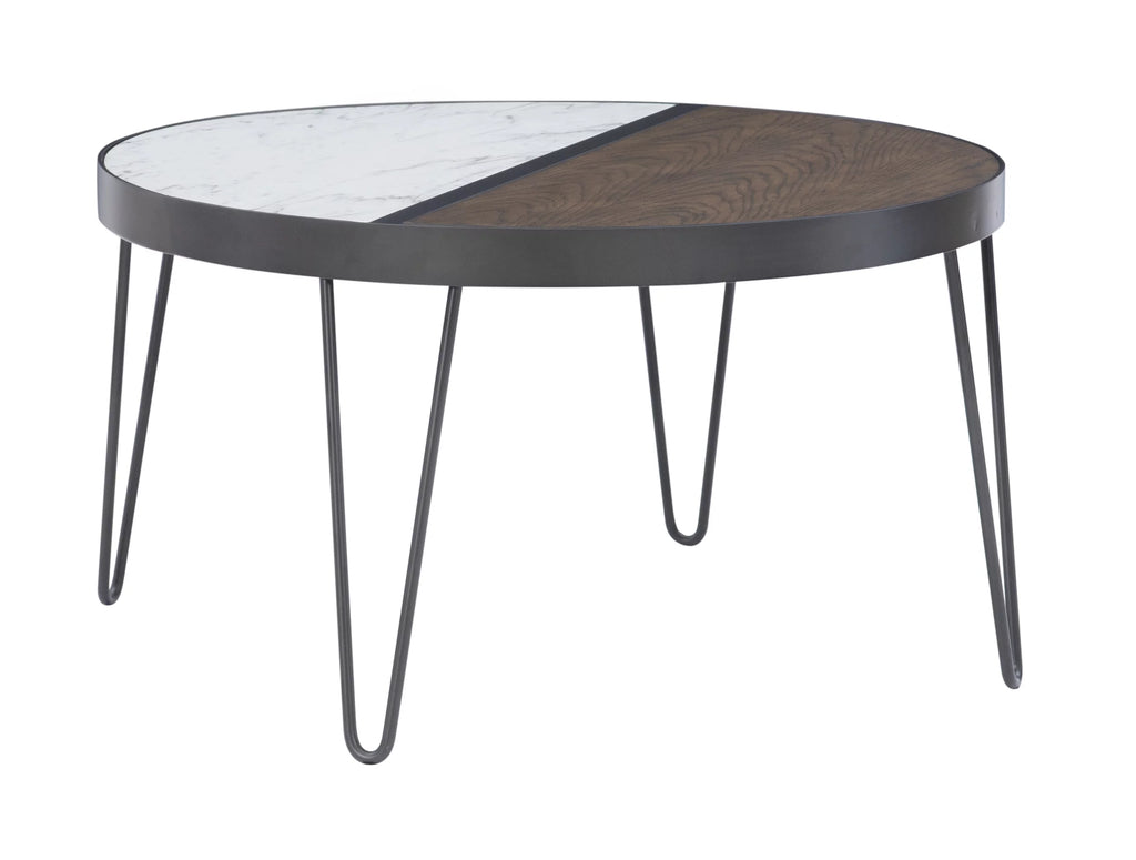 Round Mid-Century Coffee Table with Hairpin Legs, Walnut Y92475