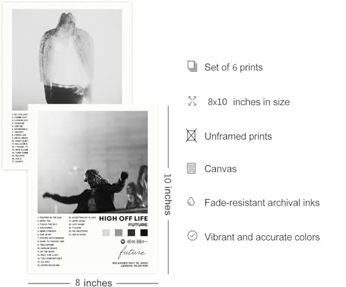 Poster Print Canvas Wall Art Set of 6 8x10 inch Unframed N840
