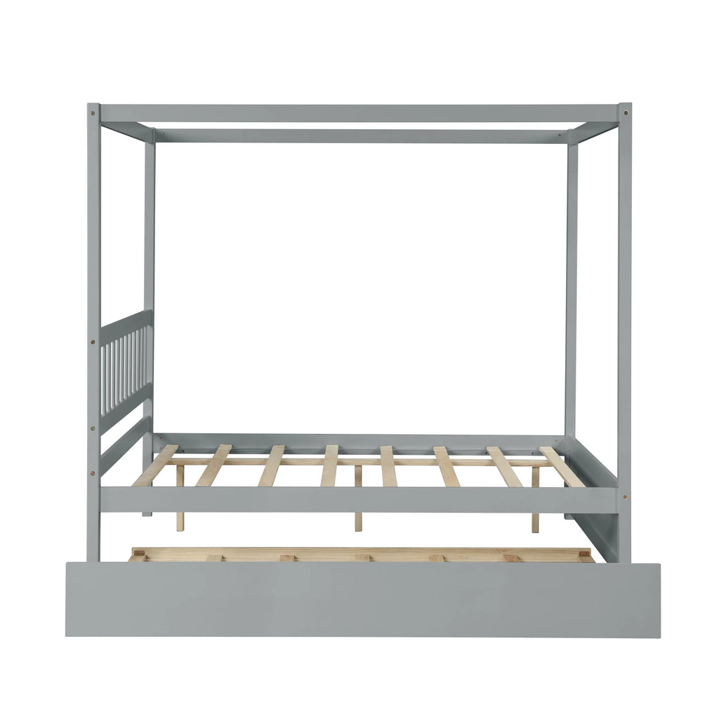 Pine Wood Canopy Bed Full Gray R924