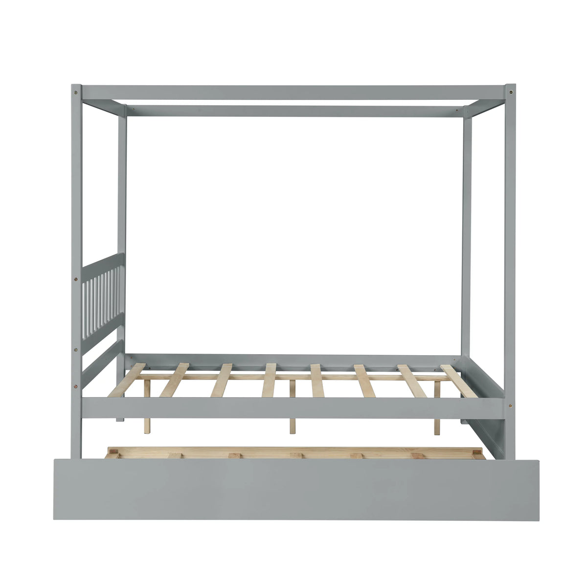 Pine Wood Canopy Bed Full Gray R924