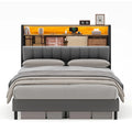 Full Size Bed Frame with Storage Headboard and Charging Station K6894