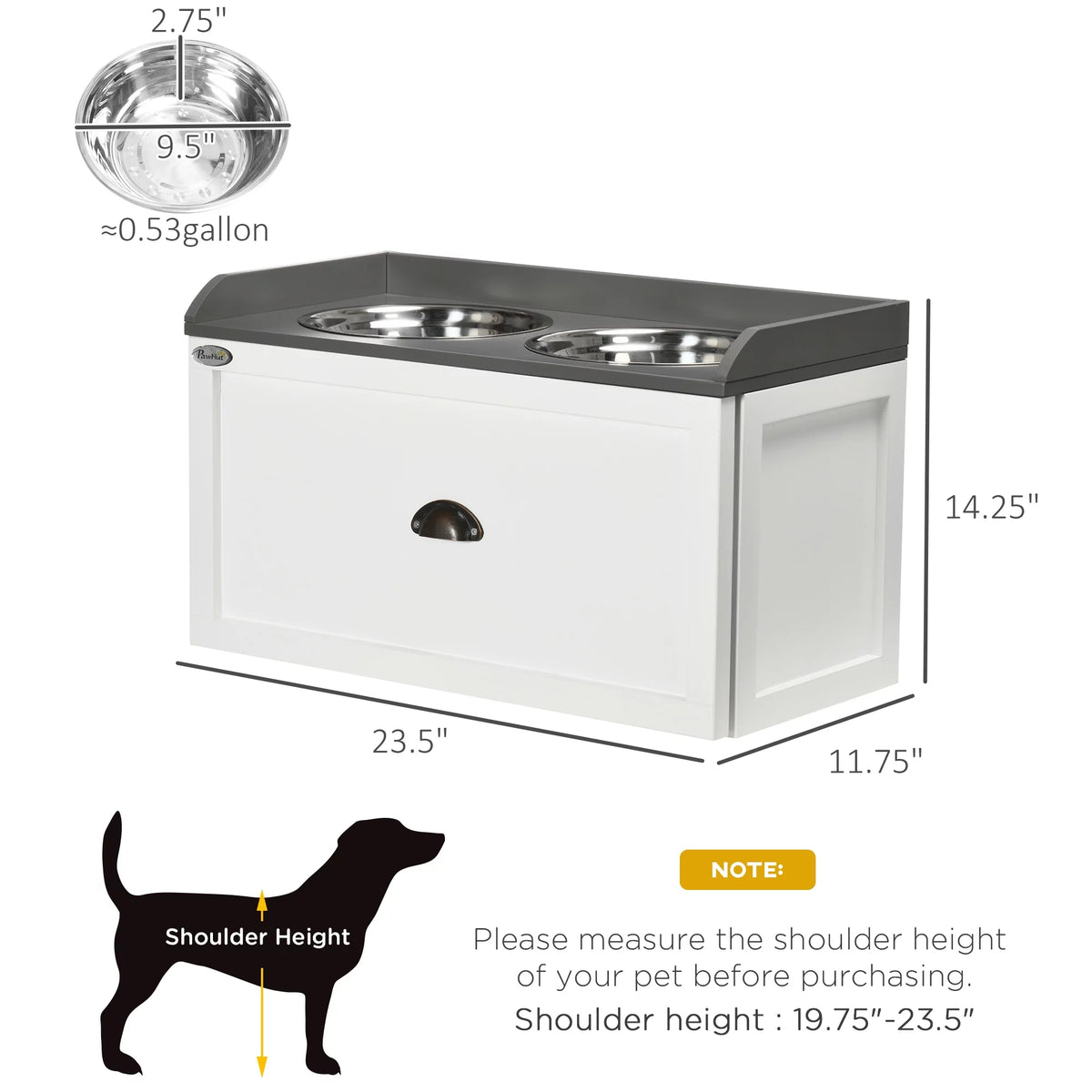 Large Elevated Dog Bowls with 2 Stainless Steel Bowls G498805