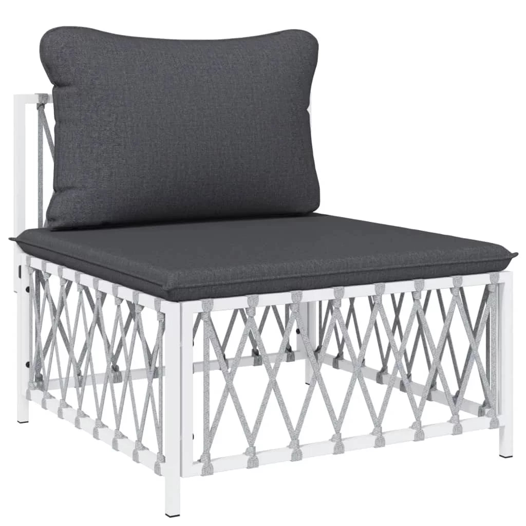 4 Piece Patio Set with Cushions White Steel P512896
