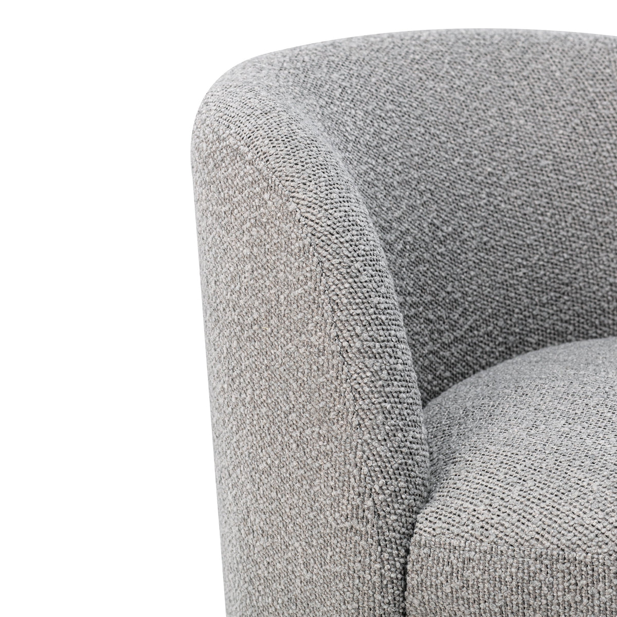 White Boucle Fabric Barrel Accent Chair E452