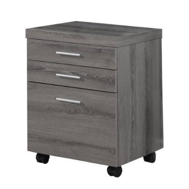 3 Drawer File Cabinet in Dark Taupe S374