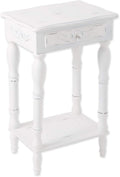 Set of 2 Carved Wood White Nightstands K40292