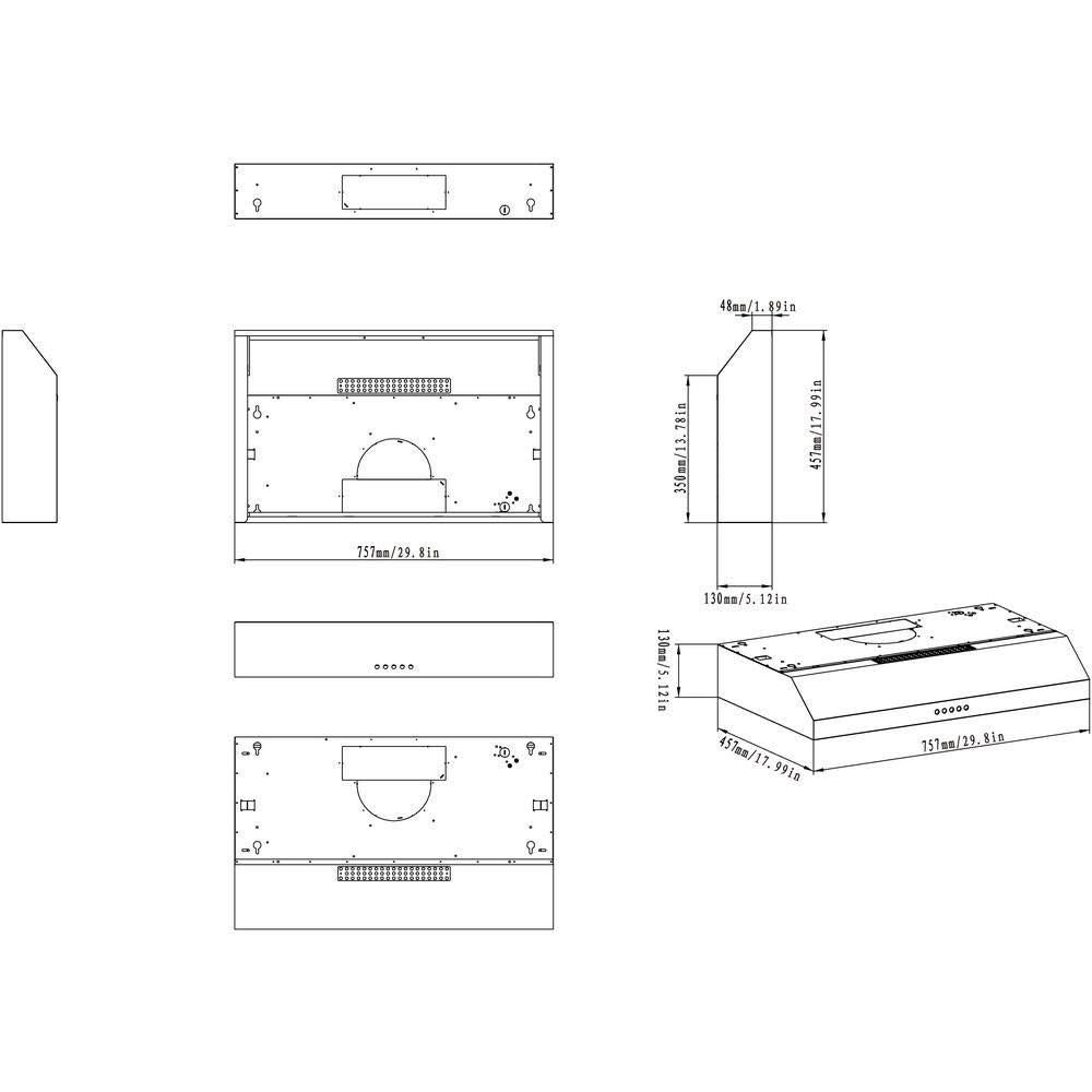 30x22 350 CFM Stainless Steel Under Cabinet Range Hood X4969
