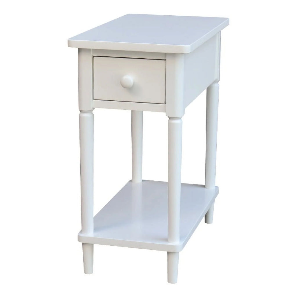 White Narrow Solid Wood Side Table E248