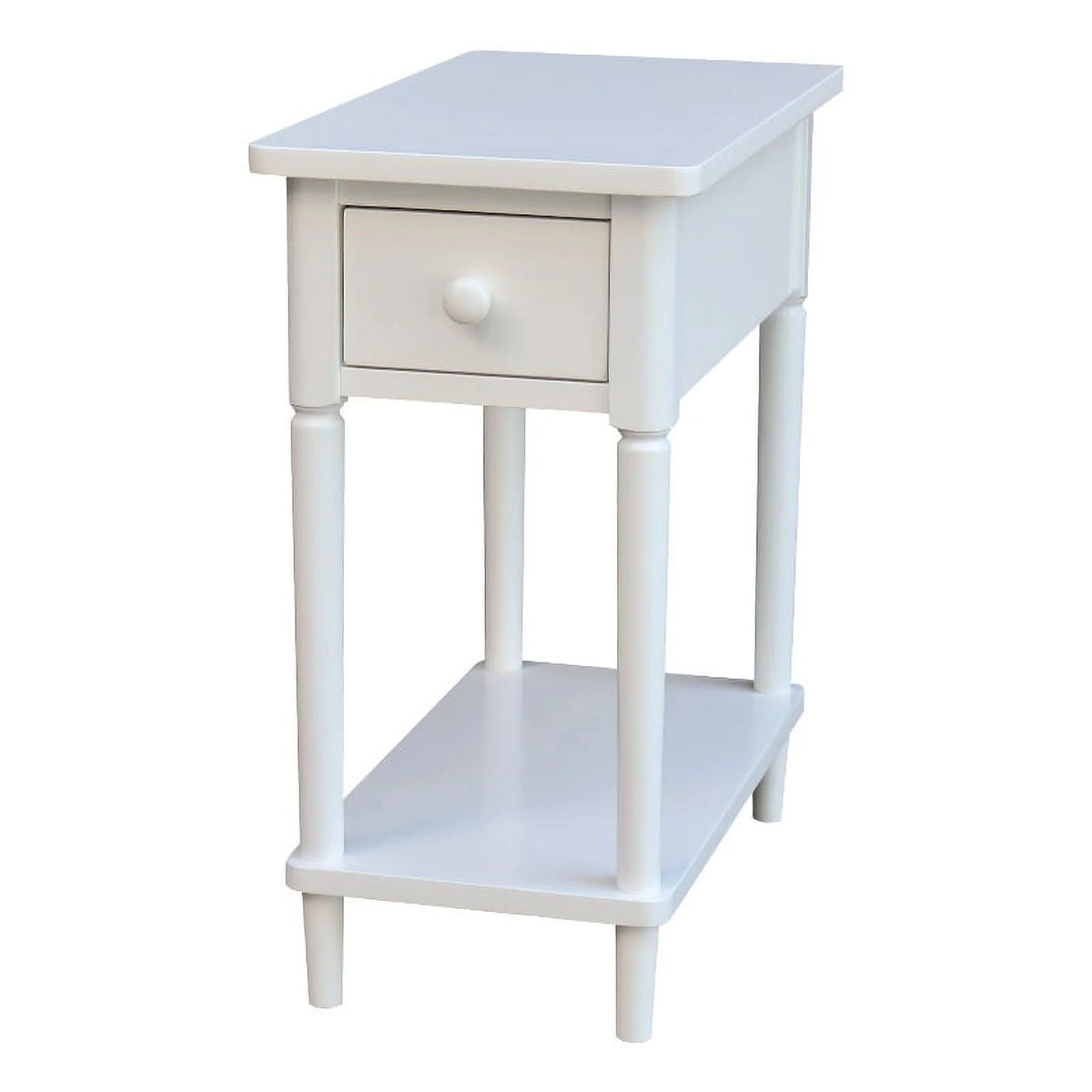 White Narrow Solid Wood Side Table E248