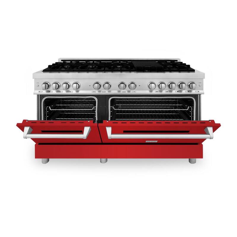 9-Burner Double Oven Dual Fuel Range with Red Matte Door W866654