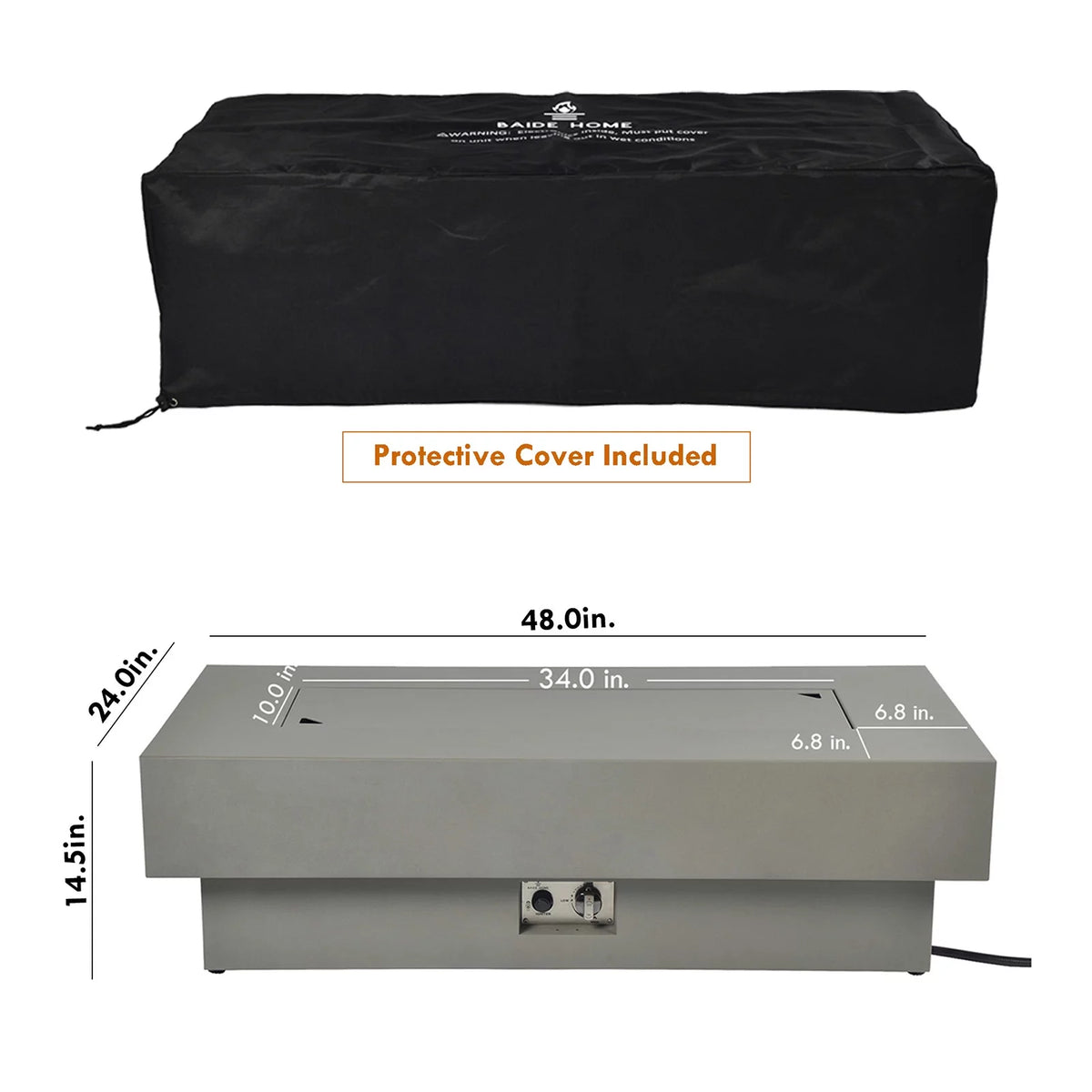 Round 50,000 BTU Gas Fire Pit Table with Lid P9801