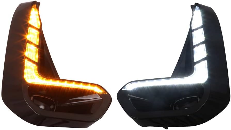 LED DRL Daytime Running Light 2pcs 6000K White Yellow Turn Signals Q140378