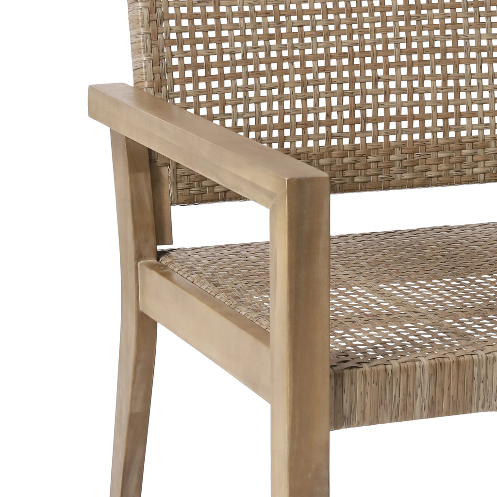 Wicker and Acacia Wood Outdoor Club Chairs, Set of 2 P782