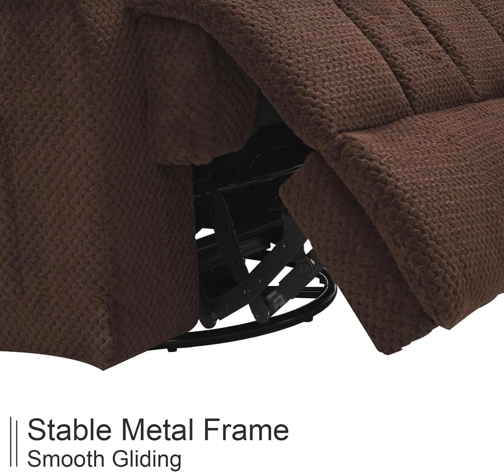 Oversized Dark Brown Manual Rocking Recliner Chair Y9538