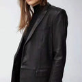 Recycled Vegan Leather One Button Blazer Jacket Z60466