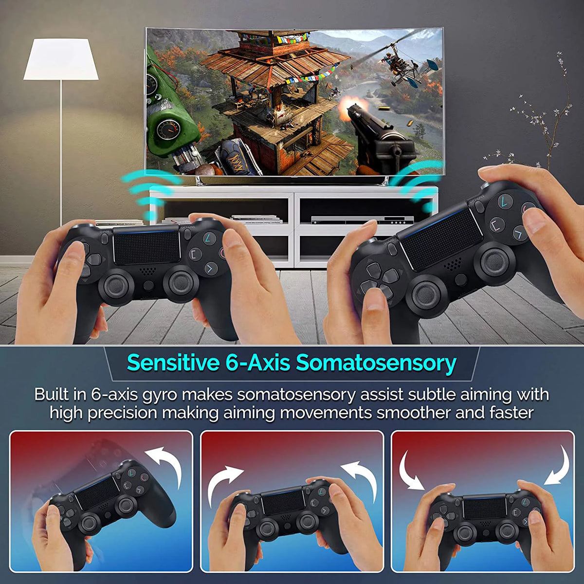 Wireless GamePad Controller with Built-In Speaker Gyro BlueTooth (Black) S2184