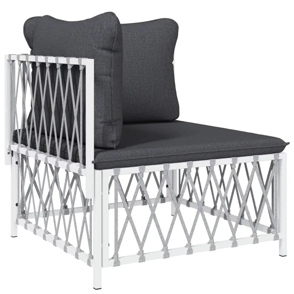 4 Piece Patio Set with Cushions White Steel P512896