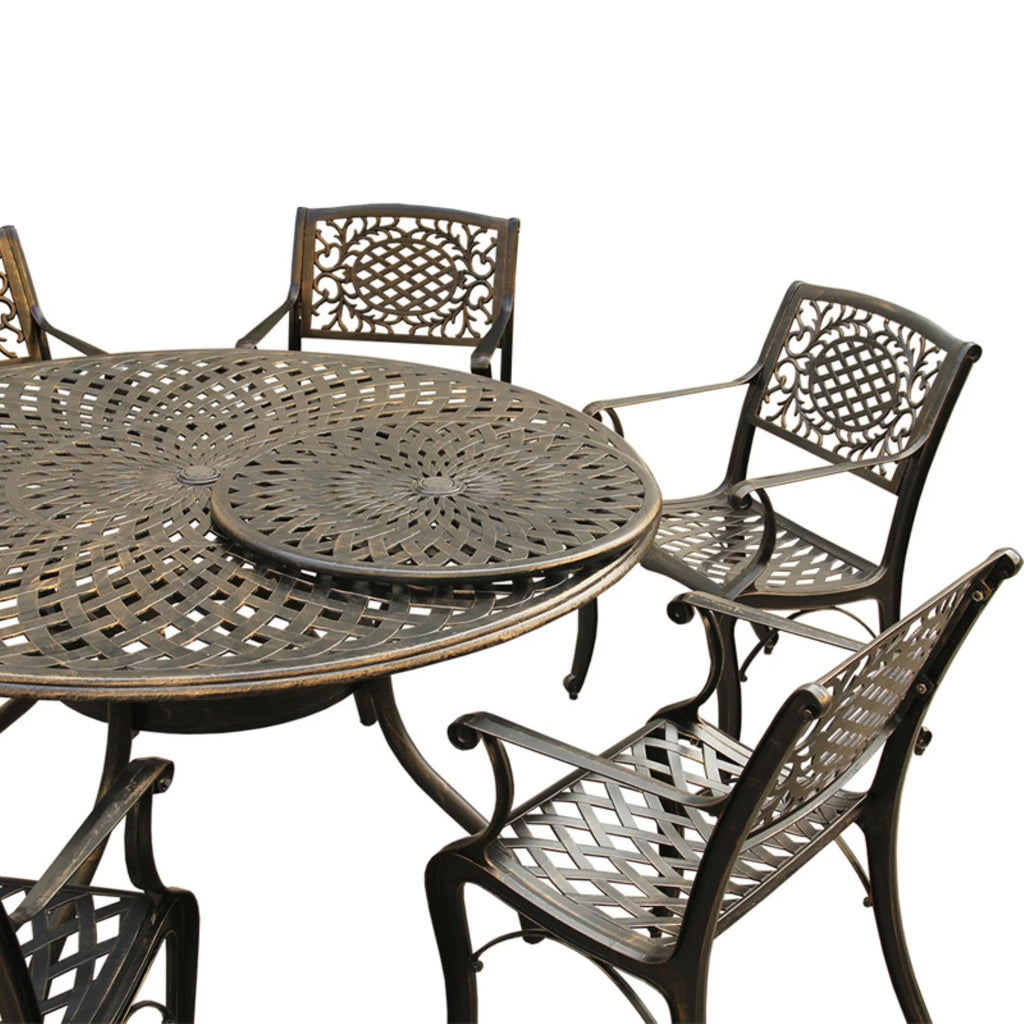 Aluminum 7 Piece Dining Set with Lazy Susan N21719