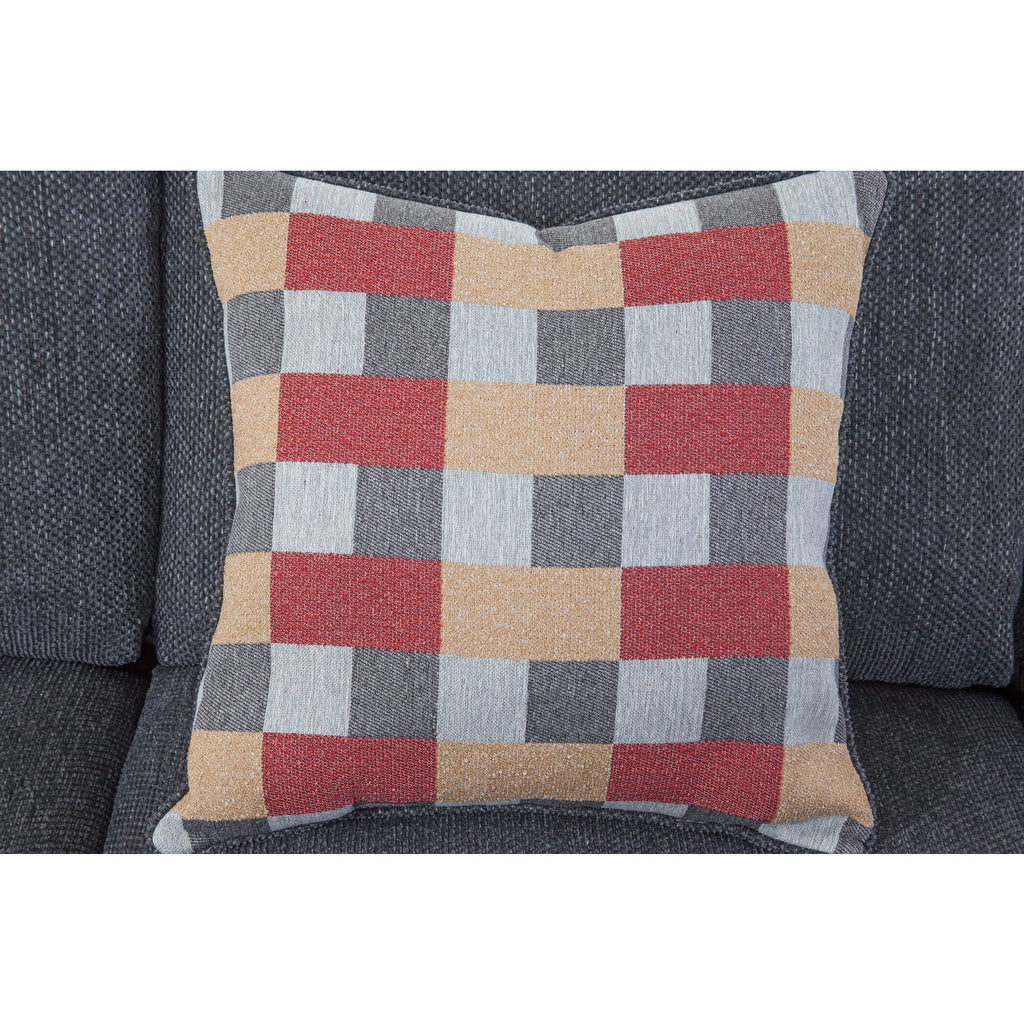 Charcoal Two Piece Sectional Sofa with Three Throw Pillows R4627