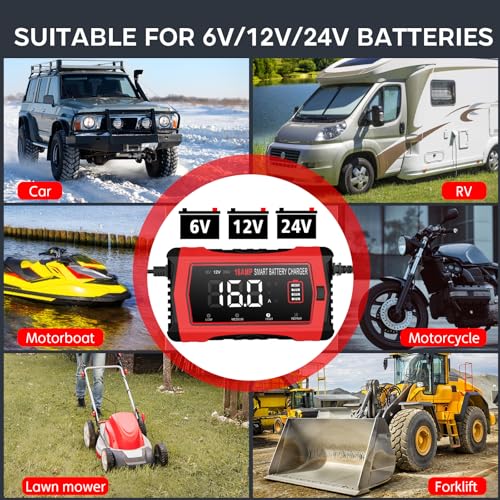 16 Amp 6V 12V 24V Battery Charger G89035