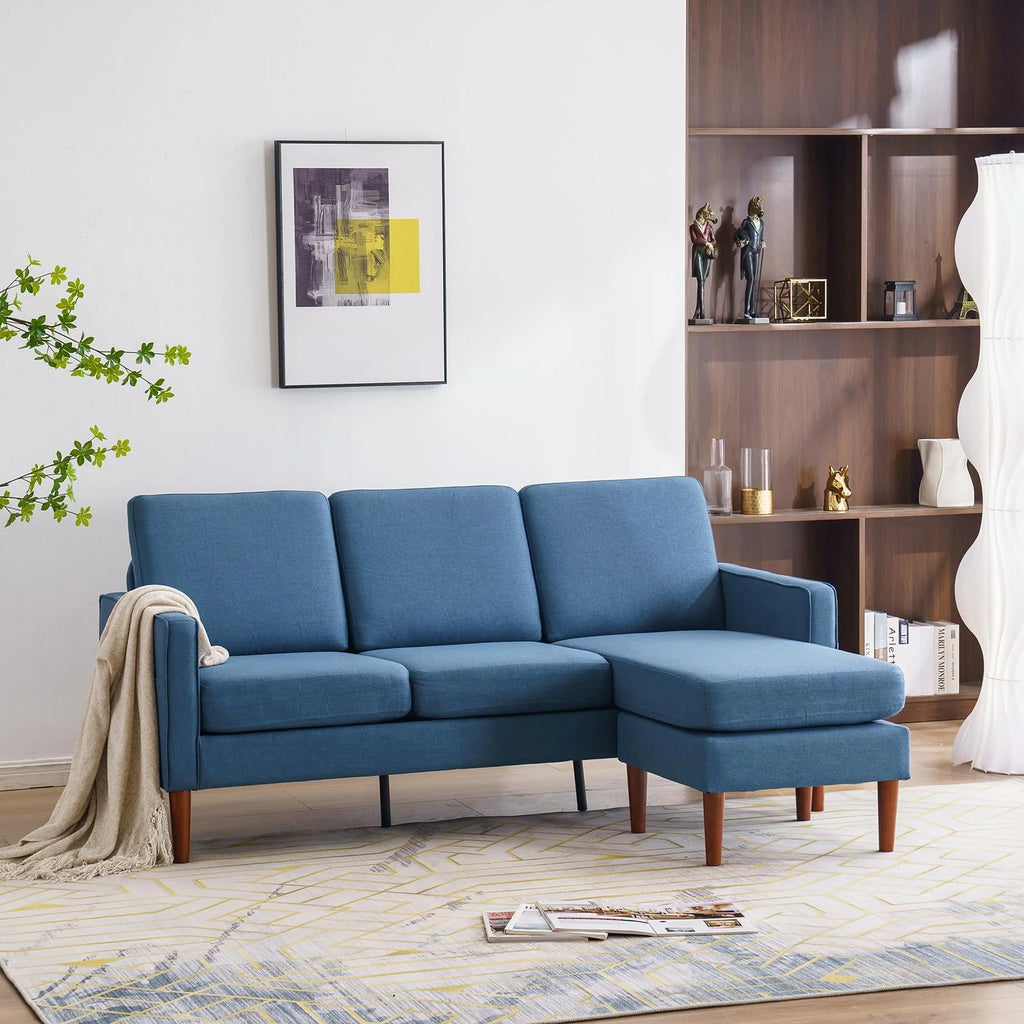 Dark Grey L Shaped Linen Fabric Convertible Sectional Sofa Z7697