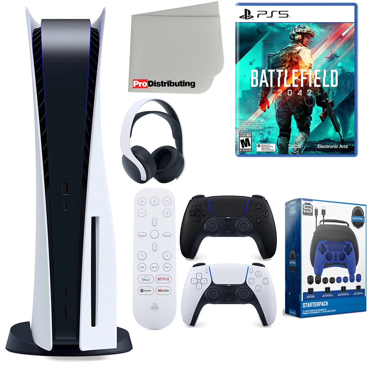 Playstation 5 Disc Version with Extra Controller, Headset, Media Remote and Accessory Starter Kit Q300778