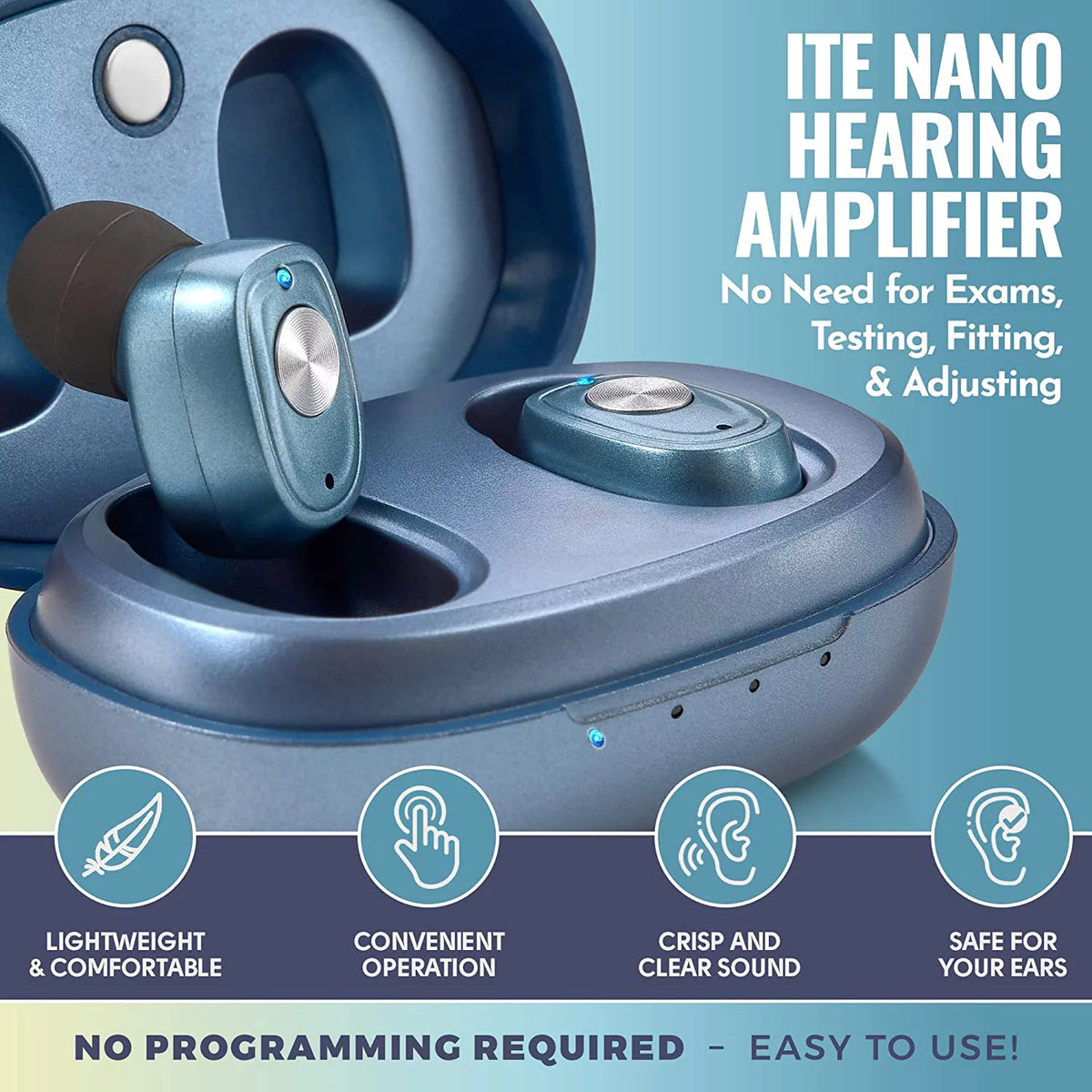 Rechargeable Hearing Amplifier Pair with Noise Cancelling Z964