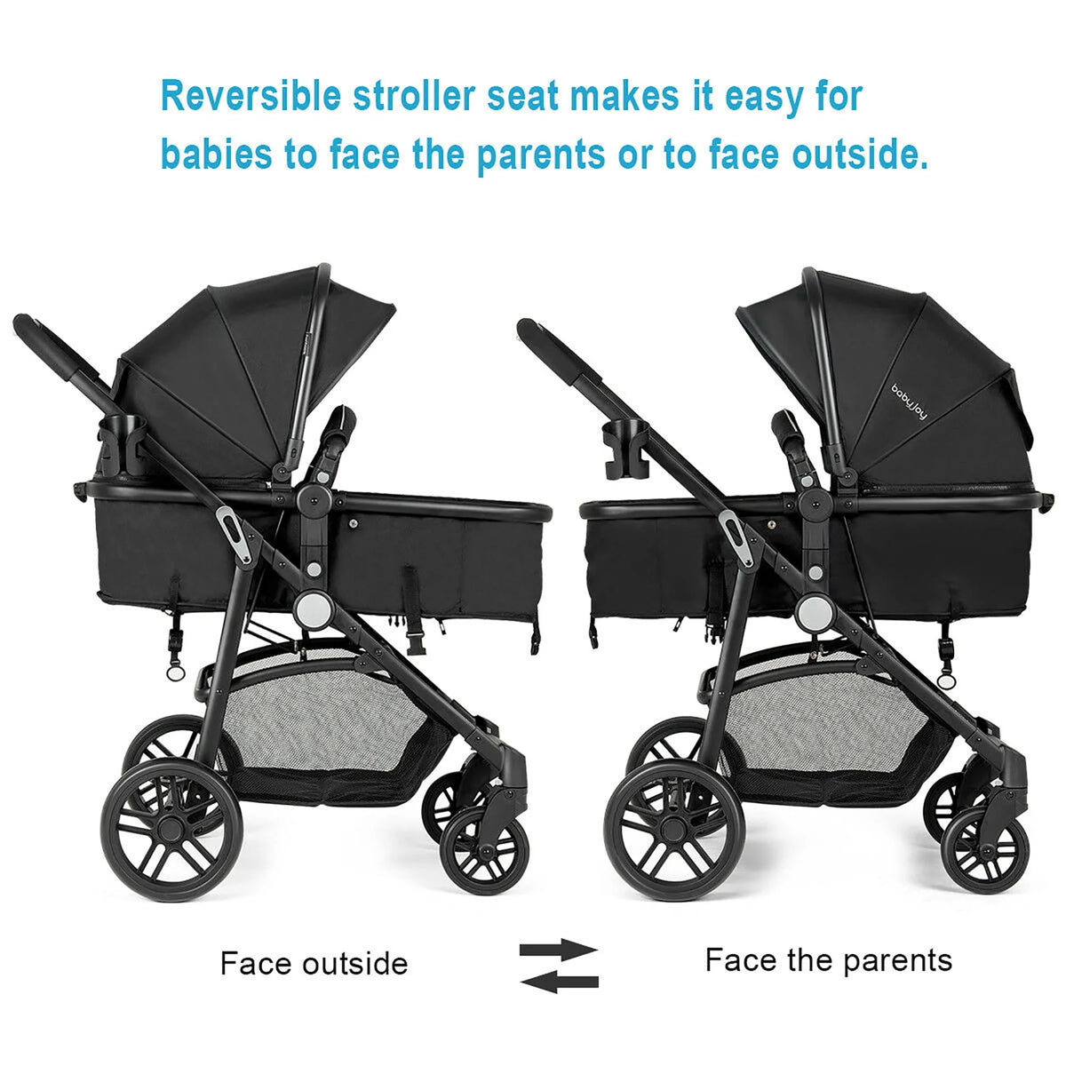 2 In 1 Foldable Baby Stroller Black D3236