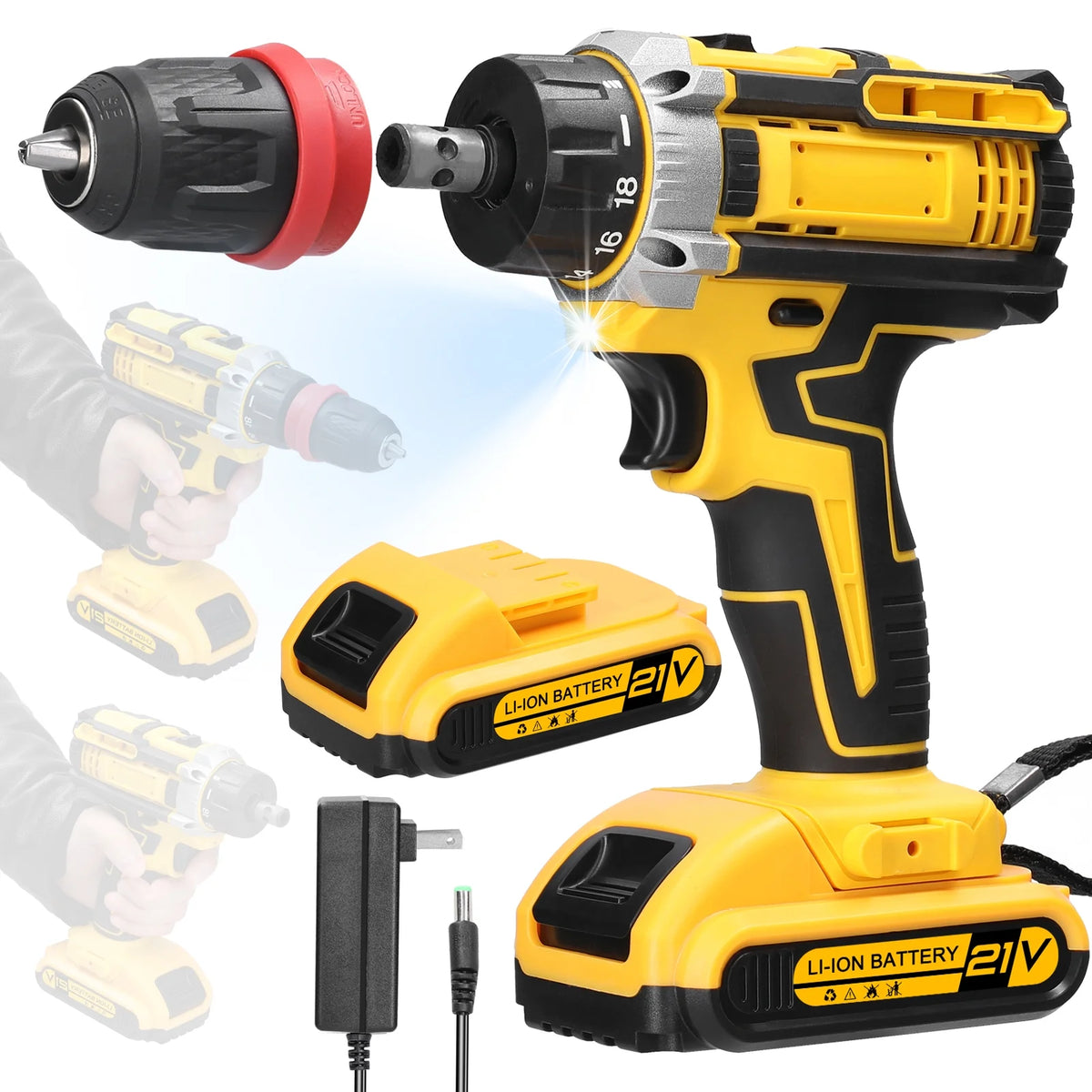 Electric Screwdriver 21V Brushed Motor Drill Set W6567