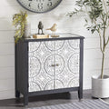 Black Brown Wood and Metal Two-Door Cabinet H7639