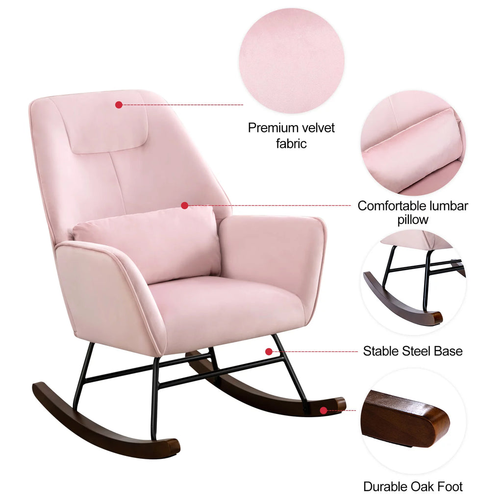 Pink Upholstered Rocking Chair A1388
