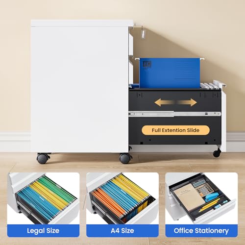 Black 3 Drawer Metal File Cabinet with Lock E302447