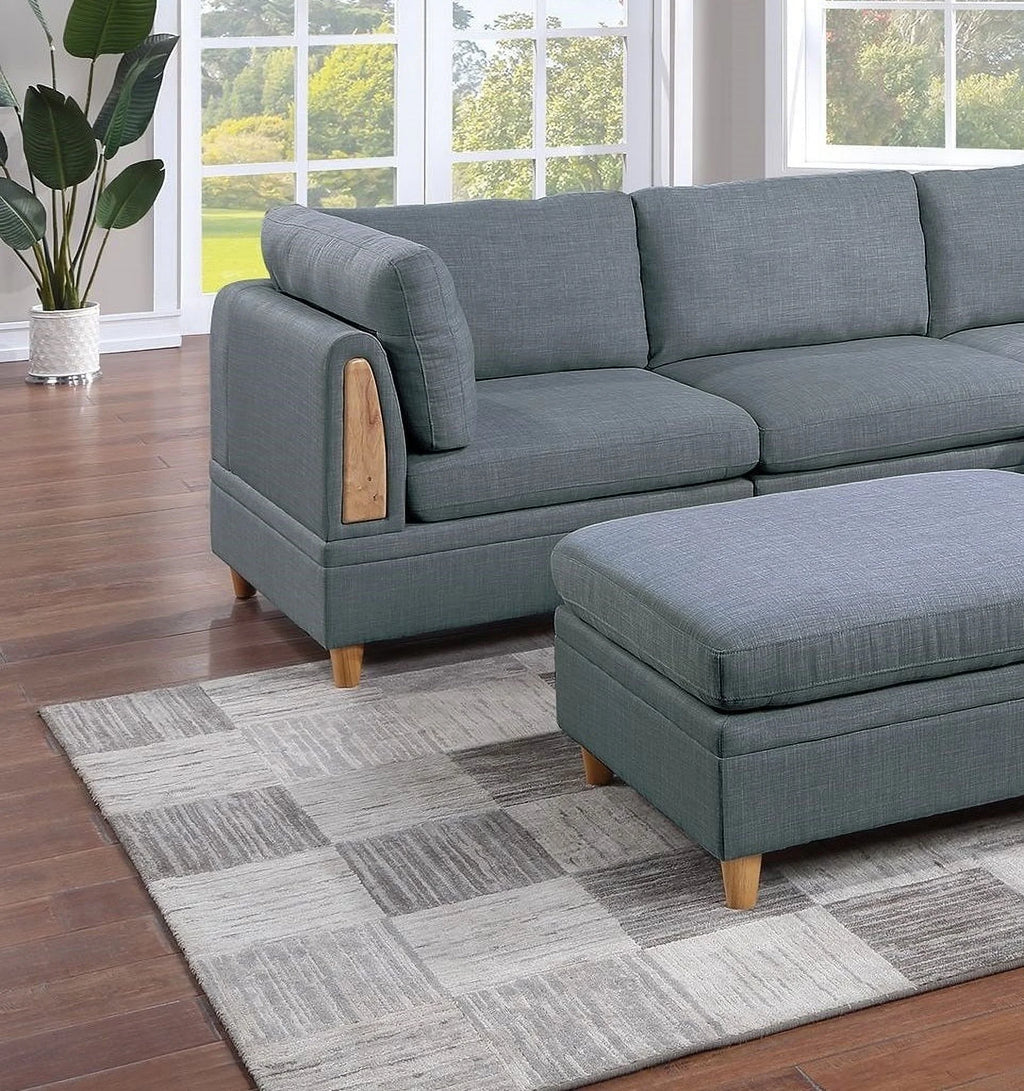 6pc Modular Sectional Sofa Set Steel Gray W4189