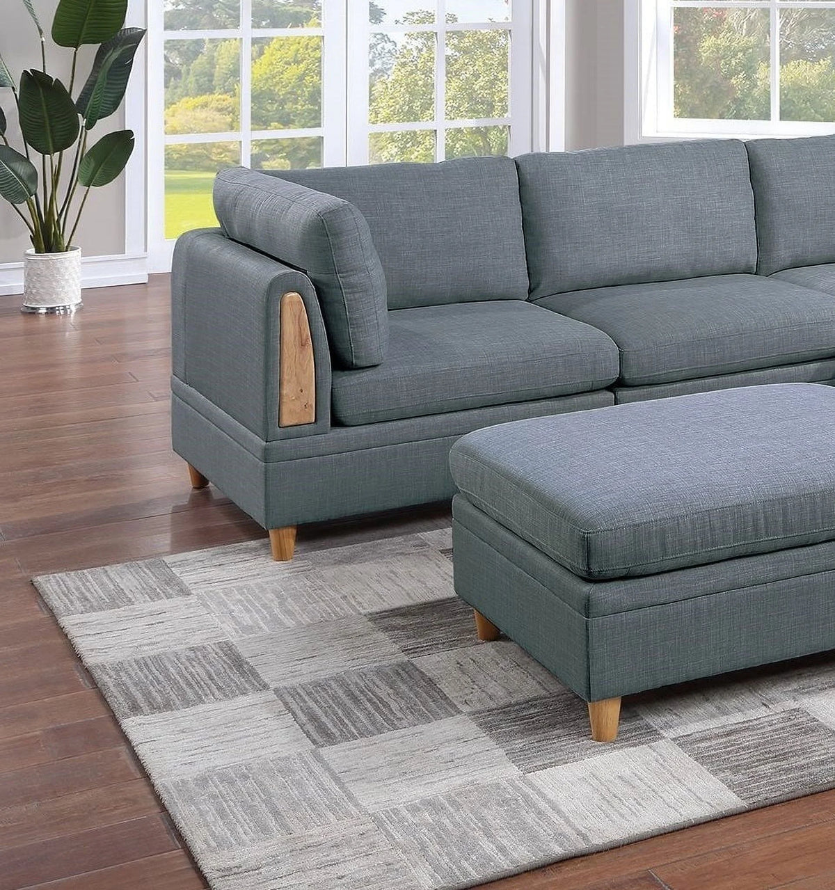 6pc Modular Sectional Sofa Set Steel Gray W4189