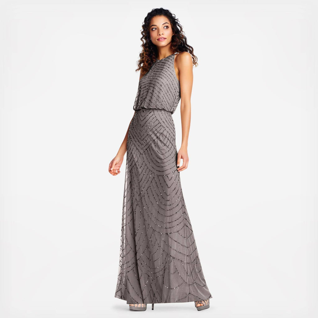 Halter Neck Beaded Gown Z52908