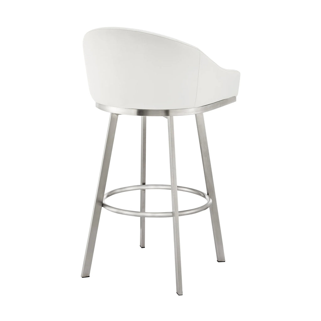 26 Inch Swivel Counter Stool Chair White Faux Leather S9635