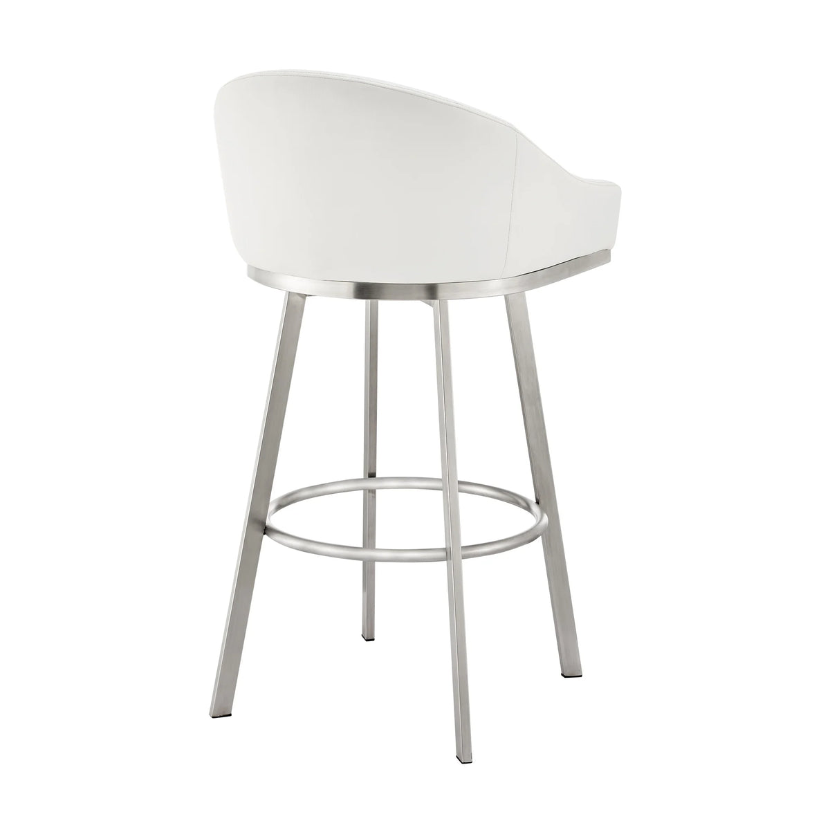 26 Inch Swivel Counter Stool Chair White Faux Leather S9635