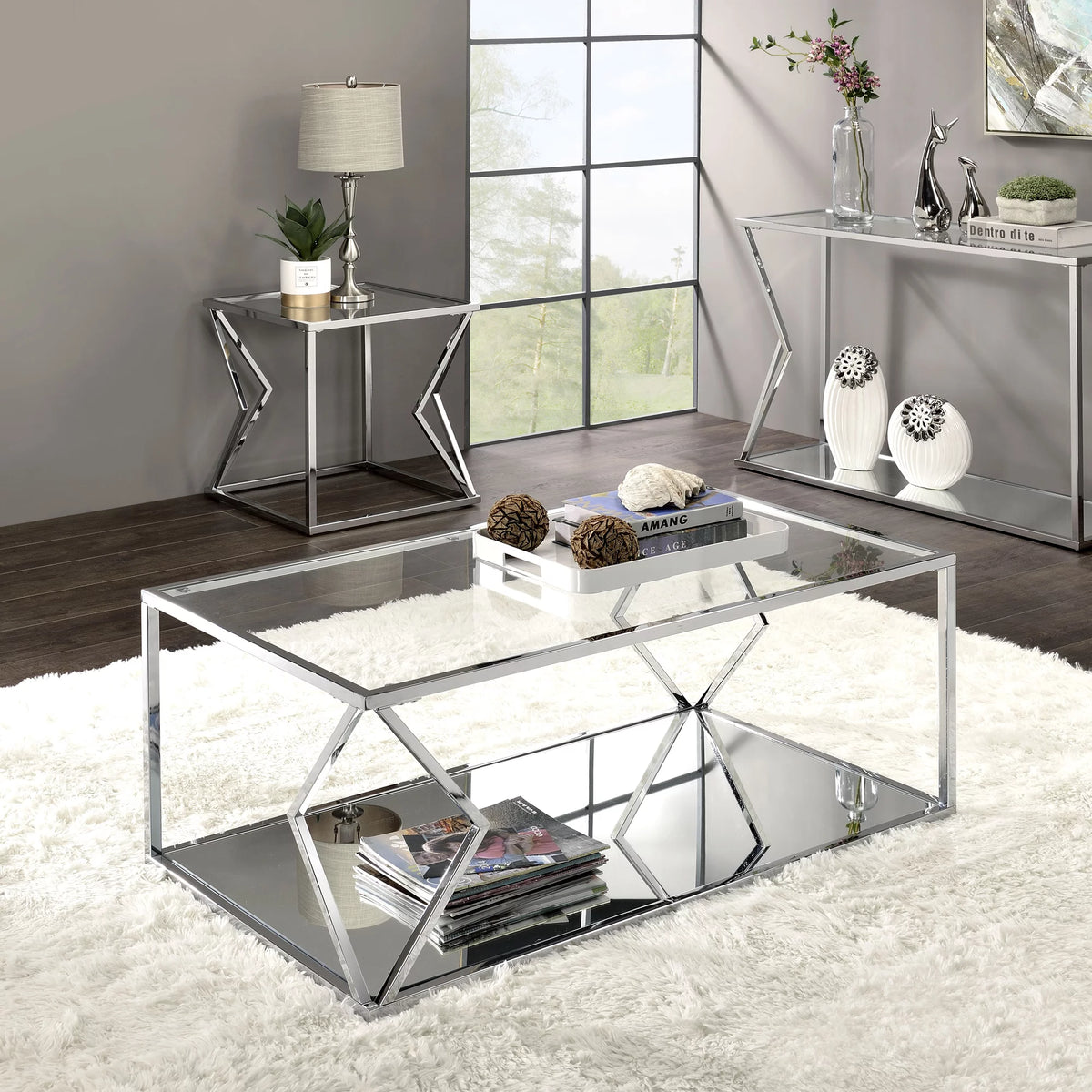 Glass Top Rectangular Coffee Table O961