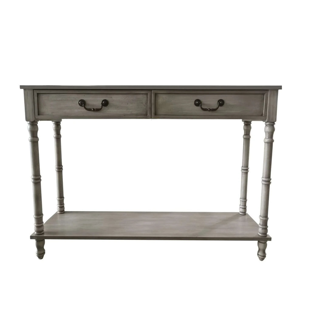 Washed Oak 2 Drawer Console Table with Shelf Z890814