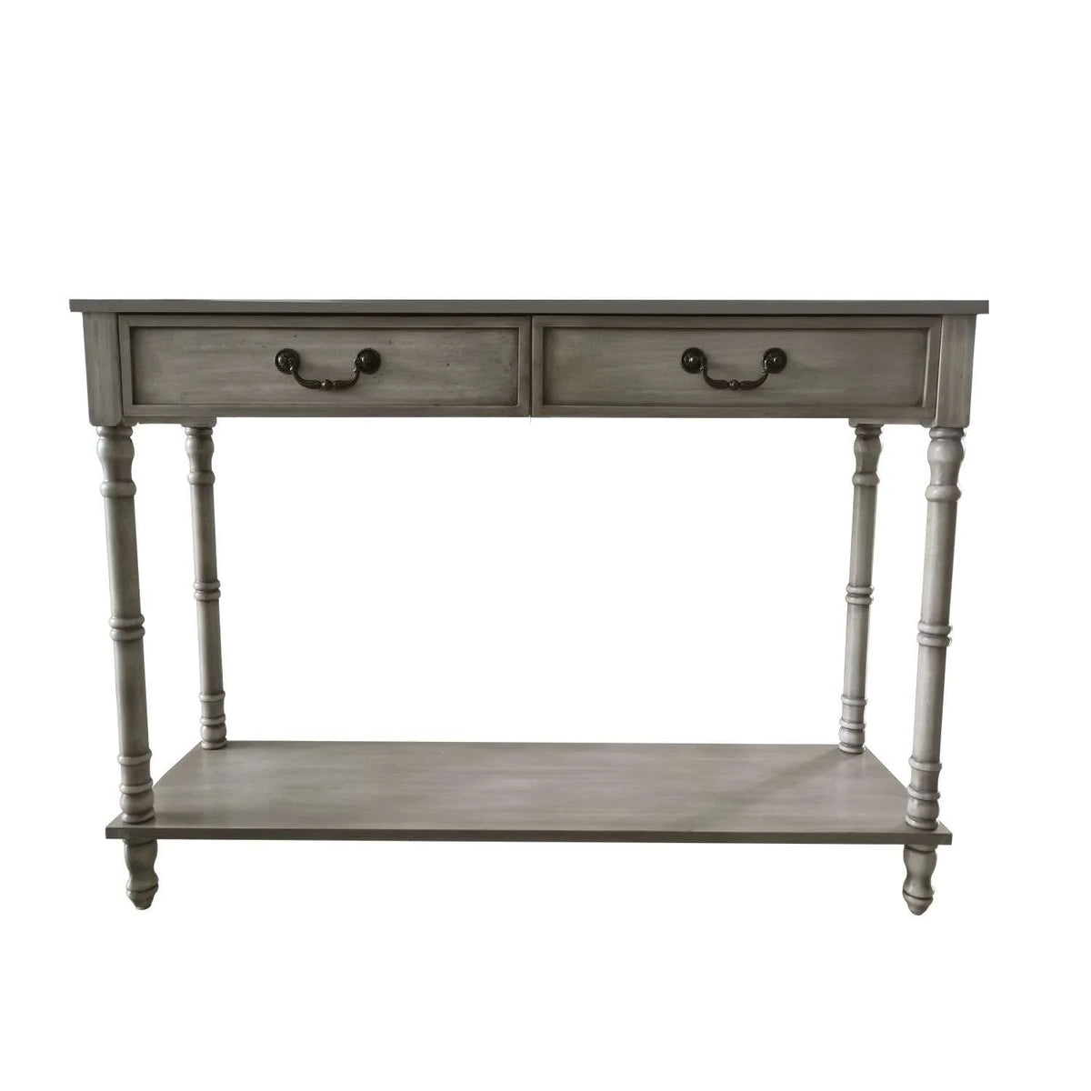 Washed Oak 2 Drawer Console Table with Shelf Z890814