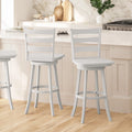 30" Antique White Swivel Bar Height Stool with Wood Seat and Footrest T9284