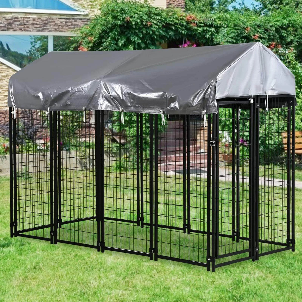 8'x4'x6' Heavy Duty Dog Kennel with Water-Resistant Cover R206